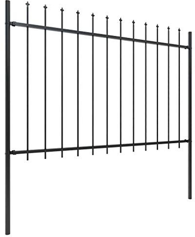 Festnight Portail de clôture Jardin avec Dessus en Lance Bariere de securite Acier 15,3 x 1,2 m Noir