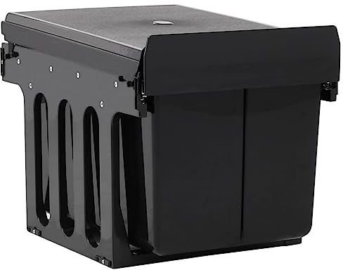 vidaXL Pull-Out Kitchen Cupboard Bin with Soft-Close Mechanism - Corrosion-Free ABS and Plastic - 48L Total Volume - Black
