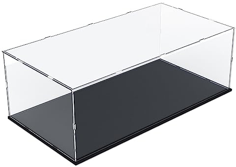 Nynelly Vitrine en Acrylique pour Collection, Boîte en Acrylique Transparent avec Base pour Lego 42083 42096 Boîte de Présentoir Antipoussière pour Figurines Action Pop, 23.6x11.8x7.9 inch, Noir