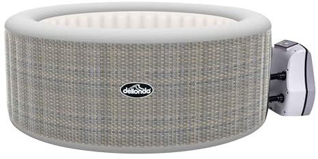 Dellonda 2-4 Person Inflatable Hot Tub Spa with Smart Pump - Rattan Effect - DL90