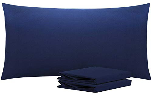 NTBAY 2er Set Kissenbezug 40x80 cm 100% Mikrofaser Kissenhülle, Superweicher Kopfkissenbezug, Marine Blau
