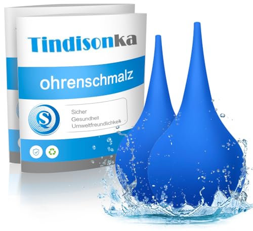 Tindisonka 2 Stück Ohrenreiniger 60ml ● Ohrenreiniger Ohrenschmalz Entferner ● Ohrreiniger für Erwachsene ● Ohrenschmalz Entferner Sauger ● Ohrendusche für Babys, Kinder & Erwachsene, Blau