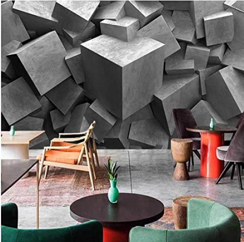 Piedra Cuadrada Geométrica Gris Pintura Foto 3D Mural Papel Pintado Papeles De Pared Decoración Para El Hogar Papel Pintado 3D Pasta Sala De Estar La Pared Para El Dorm 250 (ancaHtoo) x 175 (aHto) cm