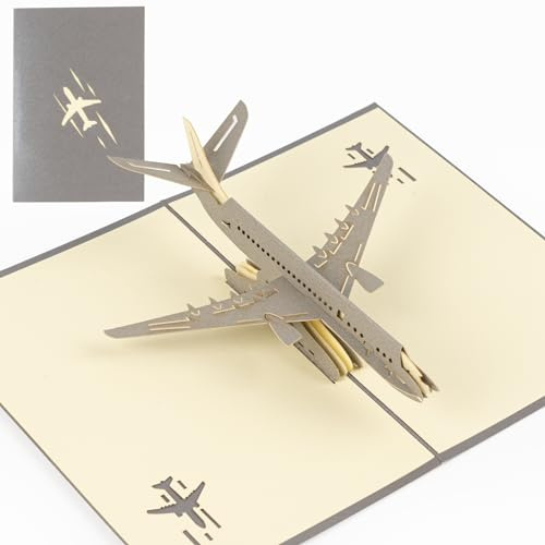 AIYONG 3D Tarjeta Felicitación Emergente Tarjeta Felicitación Plegable Tarjeta Cumpleaños Avión para Dia Madre Dia del Padre Navidad Día de San Valentín Acción de Gracias