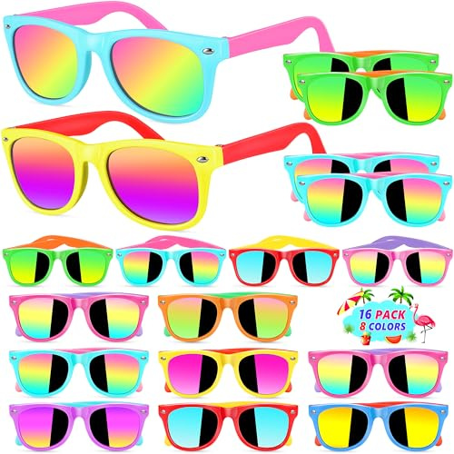 GIFTINBOX Kids Sunglasses Party Favors for Boys & Girls,Neon Kids Sunglasses bulk with UV400 Protection, Pool Beach Party Favors, Goodie Bags Stuffers for Birthday Party -16pack