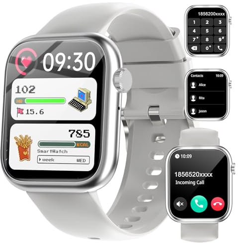 fitonyo Smartwatch Damen Herren mit Telefonfunktion,1,83 Zoll Touch Screen Smart Watch,110+ Sportmodi Schlafmonitor Pulsuhr,IP68 Fitness Tracker Sportuhr Damen für iOS Android,Silber