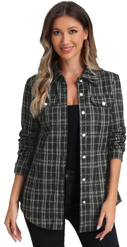 Allegra K Giacche Leggere da Donna Scozzese Abbottonate Giacche in Tweed