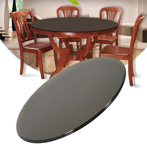 IMUNKT Runde Glasplatte Esstischplatte Aus Gehärtetem Glas 70cm 80cm 85cm 90cm 100cm Rund Tischplatte Glasscheibe, 10mm Dicke, Schwarz Glasplatte Ersatz(70cm/28inch)