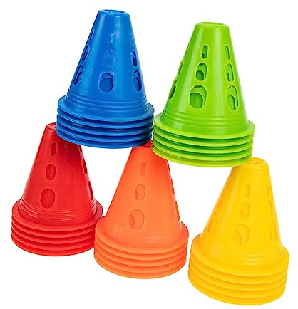 CONGARTENO 25 Conos para Patinar de Plástico Base Ancha y Diseño de Colores Brillantes, Resistentes a Caídas, Ideales para Entrenamiento de Agilidad en Interiores