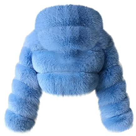Duohropke Giacca di pelliccia da donna corta con cappuccio, morbida giacca corta invernale in peluche con pelliccia, soffice cappotto con cappuccio, giacca elegante per attività all'aria aperta, parka