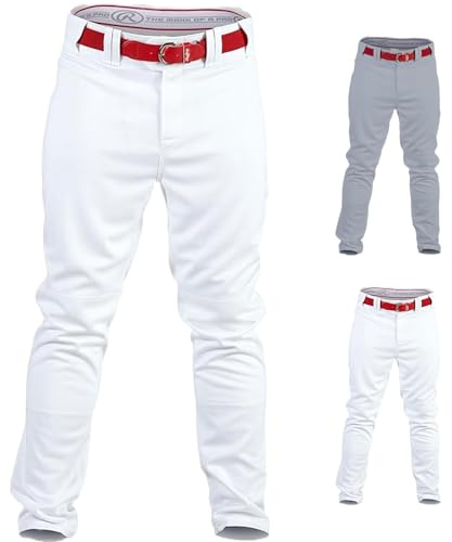 RAWLINGS PRO 150 Series Baseball Pants | Full Length Semi-Relaxed Fit | Adult Sizes | Solid | Multiple Colors PRO150 Pantalone Bianco, Uomo