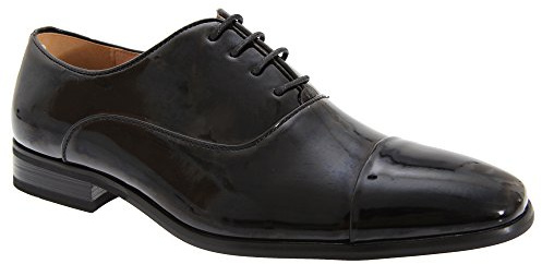Goor DESMOND Mens Patent Square Toe Cap Dress Shoes Black UK 10