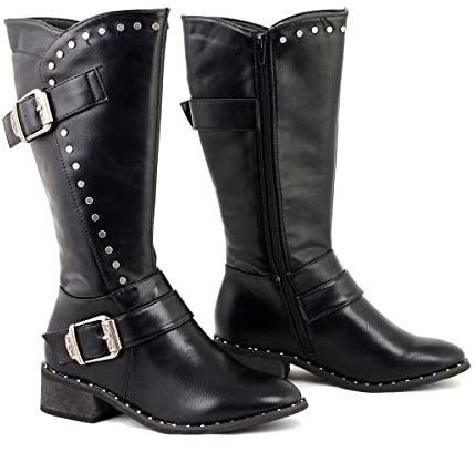 Milwaukee Leather MBL9423 Women's Black Studded Fashion Casual Boots with Studded Outsole - 8