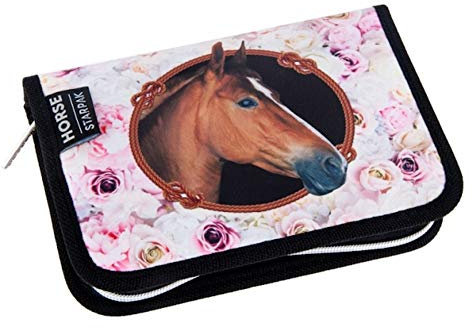 Pferde Federtasche gefüllt Federmäppchen Stifte Federmappe Pony Horses