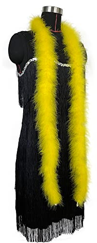 2 Yards 30g Fluffy Marabou Feather Boa for DIY Craft Sewing Trim Home Wedding Party Decoration-Yellow
