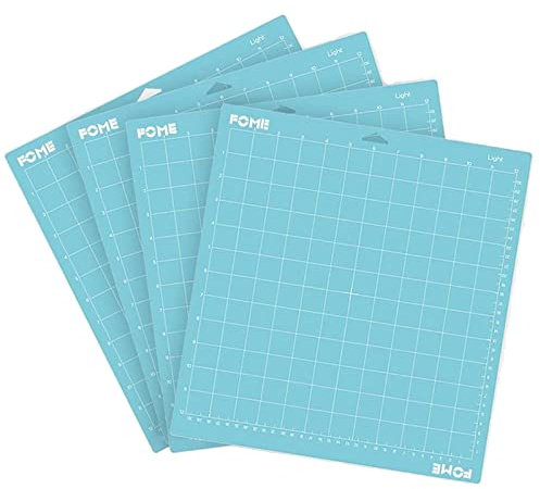FOME 4-Pack Light Grip Cutting Mats, 12x12 inches, Blue, PVC, Single Layer, Cricut Cutting Mats