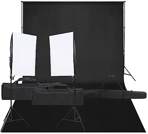 vidaXL Fotostudio-Set mit Beleuchtung und Hintergrund, Studio-Kit, Tageslicht-Lampe, Studio-Beleuchtung-Set, Studio-Licht, Fotografie-Licht