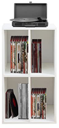 Schallplattenschrank - Aufbewahrung von Schallplatten - Plattenspielermöbel - weiß
