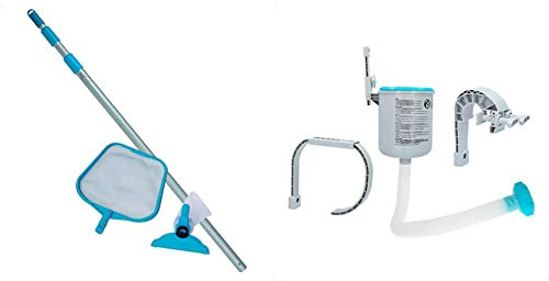Intex Skimmer di Superficie per Montaggio A Parete, 20.96 X 24.13 X 33.02 Cm, Grigio Blu & Kit Manutenzione Piscina, Set Pulizia Piscina, Due Pezzi, Blu, 29 x 11 x 43 Cm