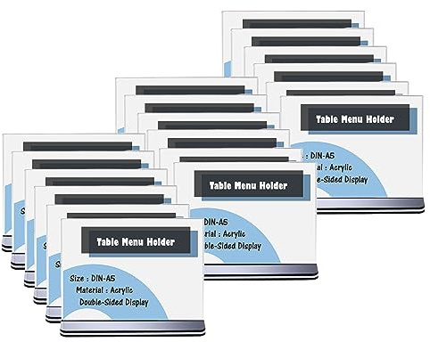 TUKA [18x] A5 Présentoirs de Table, Double Face, avec Base Plate, Paysage A5 Porte Menu Transparent Acrylique, Porte-Brochures Support de Présentation Réception Foires, TKD8204-A5-18x