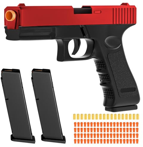 Soft Bullet Toy Gun - Semi-Automatic Mode, Realistic Shell Ejecting Toy Guns, Birthday Gift (Red & Black)