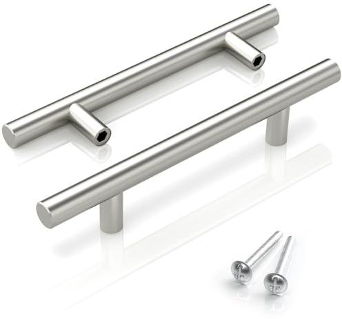 ARANA 5 Stück Griffe für Möbelschrank Verzinkt Edelstahl Schrankgriffe 102mm Lochabstand Silber Möbelgriffe geeignet für Küchenschrank Couchtischschrank Badezimmerschrank Nachttisch Schubladen