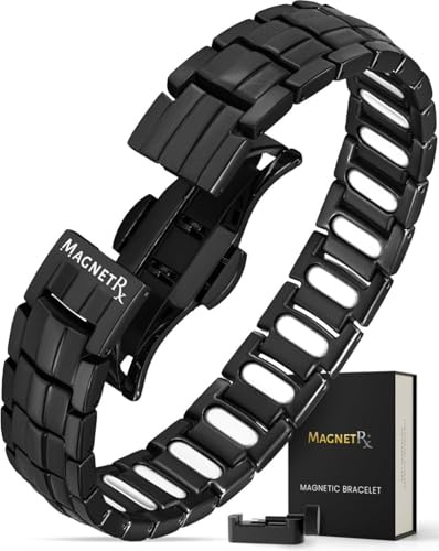 MagnetRX EllipseMAX - Pulseras magnéticas para hombre, 5 veces de fuerza, 5.000 imanes Gauss, diseñadas en Estados Unidos y pendiente de patente, pulsera magnética de titanio