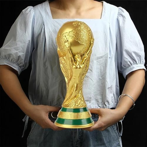 SUSANMAISON Pokal für Fußballmeisterschaft, Weltmeisterschaft, Kunstharz, Sammlerstücke, Geschenk mit Schlüsselanhänger für Sportfans, Heimdekoration, 36 cm