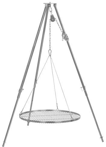 BBQ-Toro Barbecue à Trois Pieds avec Grille Ø 70 cm | 112-178 cm | Trépied Suspendu en Fer | Support avec Grille