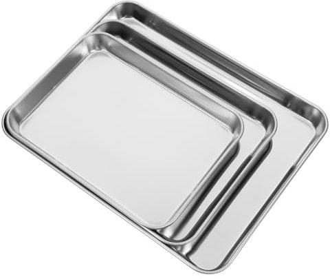 Warmhm 3stücke Edelstahl-backformen Für Toaster Kompakte Ofenschalen Antihaftbeschichtetes Backblech Für Blechkuchenformen Induktions-bräter Für Täglichen Gebrauch