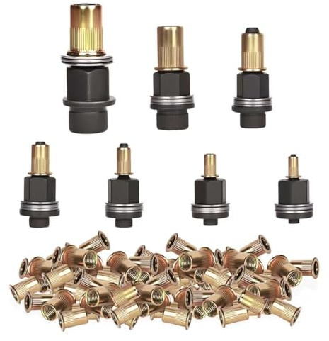 Junrvivy set med 7 nitmuttrar, inklusive 70 nitmuttrar inpressningskmuttrar nittång nitmuttrar set nitmuttrar för M3 M4 M5 M6 M8 M10 M12 handnitverktygsset