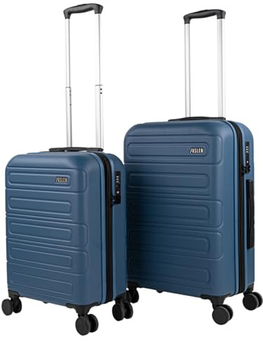 Jaslen - Juego Maletas De Viaje rígidas Trolley con Candado de Combinación TSA y 4 Doble Rueda 360° Ligeras y Resistentes Maleta Extensible, Azul