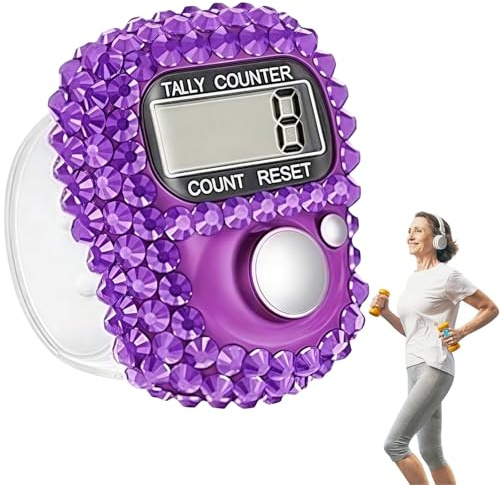 Essivox Electronic Tally Counter with Display, Resettable Portable Electronic Finger Counter for Golf, Track and Field, Lap Counting (Purple)