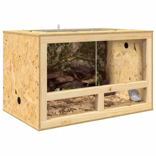 Terrarium en Bois, Terrarium Boîte d'alimentation pour Reptiles Amphibiens Marron 80 x 50 x 50 cm OSB
