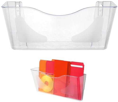 Deflecto A4 Wall Mounted Magazine File Holder - Perfect for Folders, Files, Mails & Brochure - Clear Racks for Home Office with Sleek Landscape Design