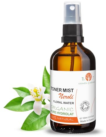 Organic Hydrosol Orange Blossom Water Neroli 3.52 fl.oz Floral Water, 100% Pure Essential Air Freshener, Body Mist Hair Toner, Facial Skin Care Mist, Hydrating Sleep Pillow Spray, Linen Spray