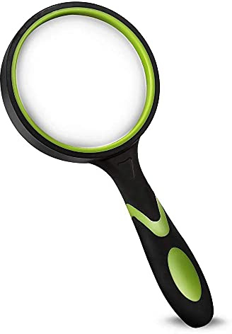Wapodeai Magnifying Glasses, Magnifying Glass 10X Handheld Reading Magnifier for Seniors & Kids, 75mm Large Magnifying Lens with Non-Slip Rubber Handle for Reading and Hobbies.
