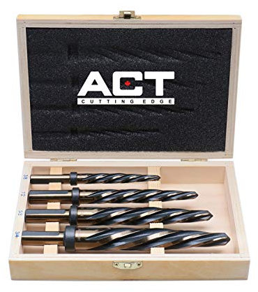 Accusize Industrial Tools - 4 Pc High-Speed Steel Spiral Flute Car Reamer Set, Gold Oxide Finish, Sizes 3/8, 1/2, 5/8, 3/4, Fits 3/8'' & 1/2'' Chuck, 0522-1800