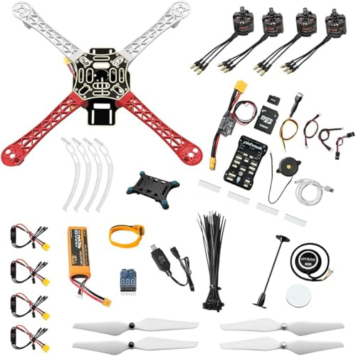 HAWK’S WORK F450 Drönarsats att bygga, Ram + Pixhawk + GPS + Power Module + ESC + Borstlös Motor + Prop + Batteri + Tillbehör + Guild Book & Video (Set B)