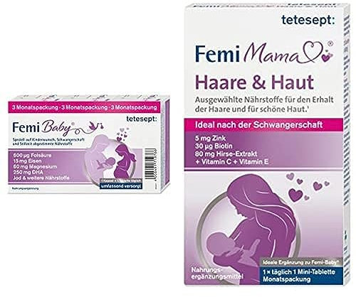tetesept Femi Baby – 16 Nährstoffe für Kinderwunsch, Schwangerschaft & Stillzeit + Femi Mama Haare & Haut