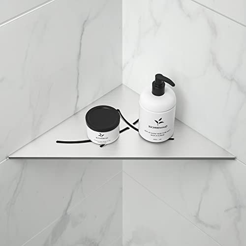 Bernkot Étagère de douche en acier inoxydable 304 - Étagère de rangement intégrée - 254 mm - Carrelage en céramique - Triangulaire - Stockage de salle de bain