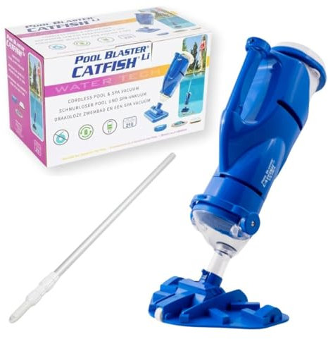poolomio Pool Blaster Catfish Set - inkl. 240 cm Teleskopstange - kabelloser Akku-Poolsauger - effektive Reinigung - 45 Minuten Laufzeit - leicht & kompakt