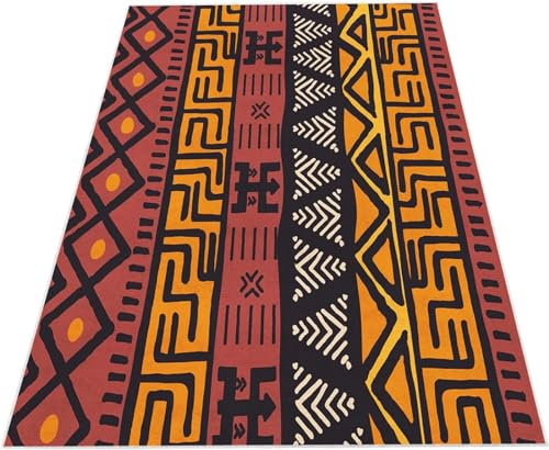 okoikfc Teppich 140 x 200 cm Afrika-Streifen 3D Teppich Wohnzimmer Afrika-Streifen Waschbarer rutschfest, Teppiche für Kinderzimmer Schlafzimmer Deko Antirutschmatte Carpet Matte,A924