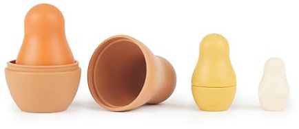 Bieco Silikon Matroschka für Kinder Chocolate Bliss | Badespielzeug ab 1 Jahr | Montessori Spielzeug | Babuschka Puppen Badespielzeug Silikon Spielzeug