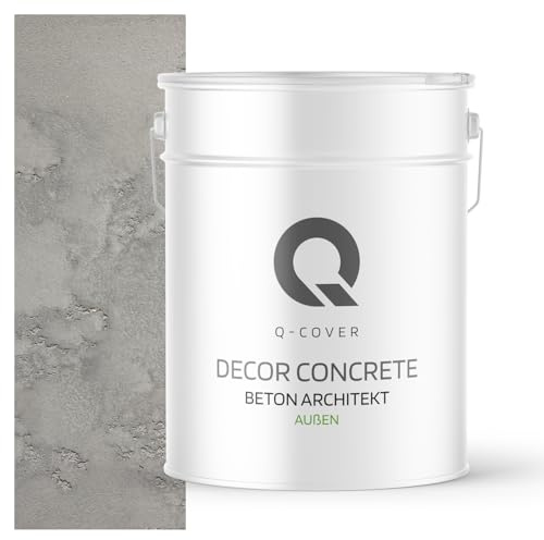 Q-COVER Beton architekt 15 kg Grau dekorativerputz kellepnputz gebrauchsfertige Betonmasse Betonoptik dekoratives Beton außen große auswahl der farben ca. 10 m2