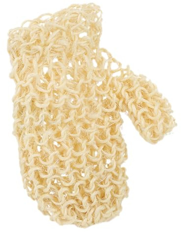 Hemobllo Guanti da Bagno Esfolianti in Canapa di Sisal Beige, Morbidi e Riutilizzabili per Scrub Delicato, Rimozione Impurità, per Doccia e Cura del Corpo