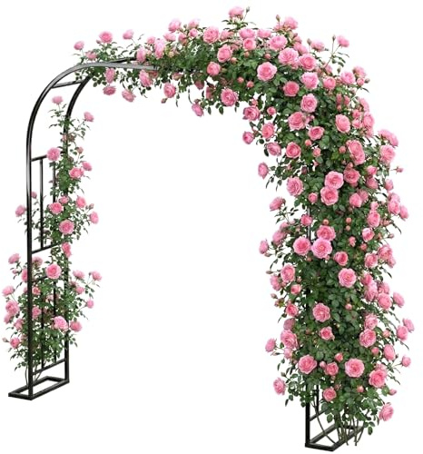 Arco de Rosa, Arco de Rosas Trepadoras & Metal Garden Arch 240x240cm, 3 Anchuras Ajustables (1,2m/1,8m/2,4m) para Rosas, Otras Plantas Trepadoras, Jardín Exterior y Decoración de Fiestas de Bodas