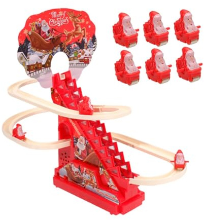 Ysyqkn Aire de Jeux électrique avec Piste et Toboggan pour Garçons et Filles, avec 9 Figurines de Père Noël