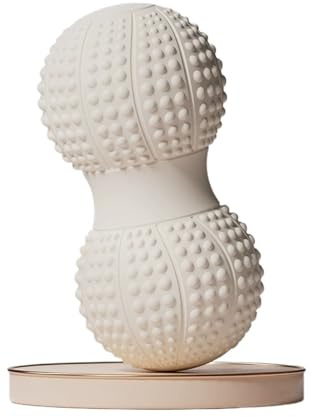 Palla massaggiante a forma di arachidi, doppia palla lacrosse, trigger point, esercizi per tessuti profondi, braccia, gambe, schiena, rullo per massaggio muscolare, yoga, fitness (bianco)