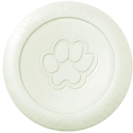 WEST PAW Zogoflex Zisc Dog Flying Disc, High Flying Aerodynamic Disc for Dogs Puppy – Lightweight, Floatable Disc for Fetch, Tug of War, Catch, Play – Doubles as Food/Water Bowl, Small 6.5, Glow